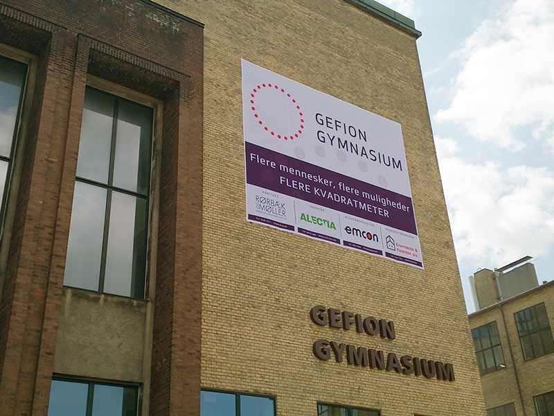 Polyesterbanner til Gefion Gymnasium